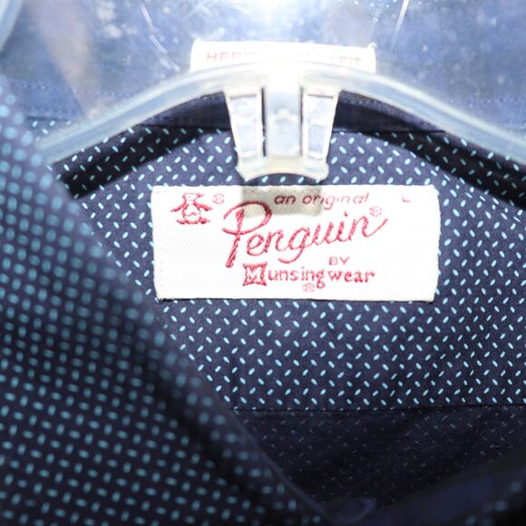 Original Penguin by Munsingwear Blue Micro Print Button-Up Shirt Size L - Picture 3 of 3